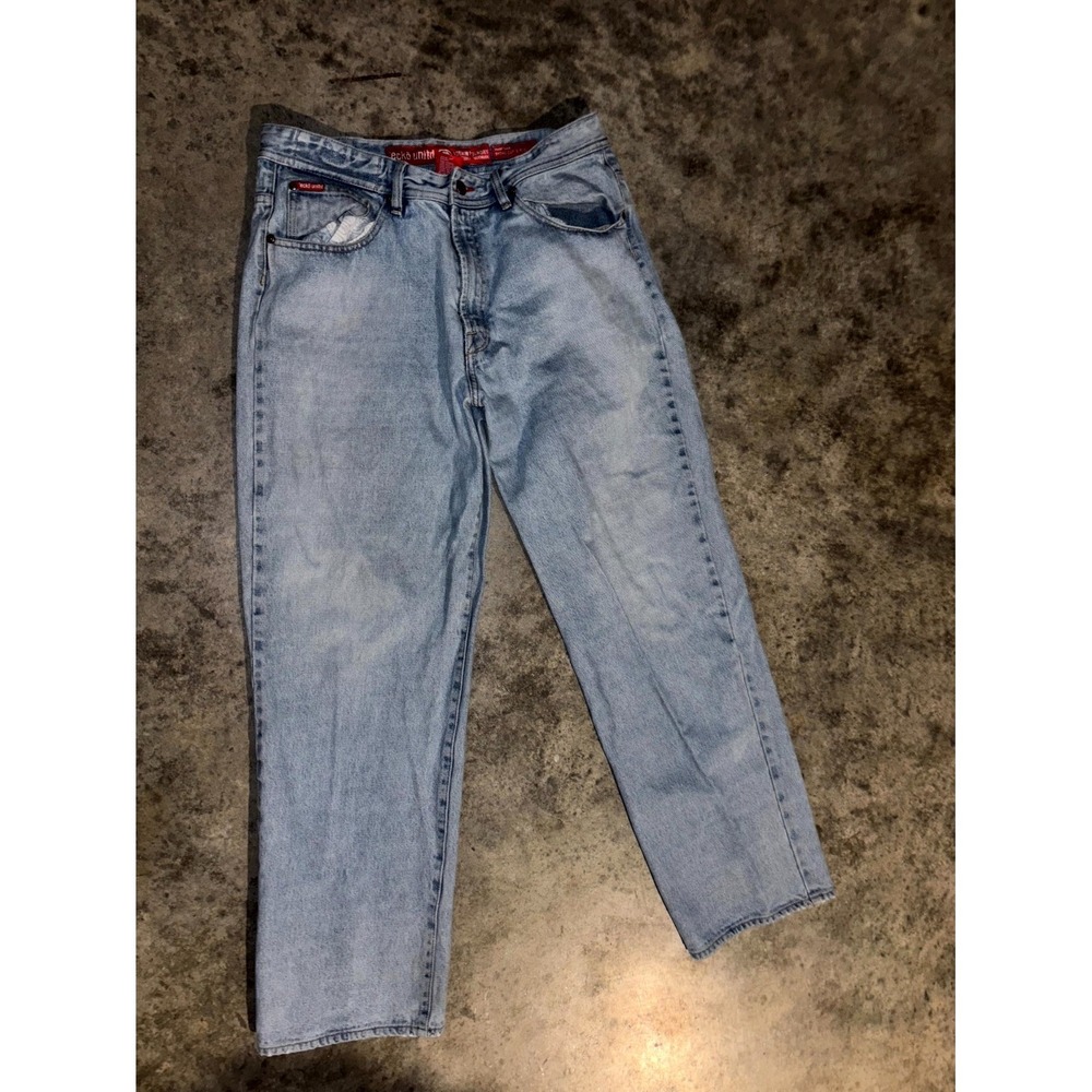 Ecko Unltd. Rhino-Cut Jeans Womens 34 Blue Denim Cotton 5 Pockets Straight Leg